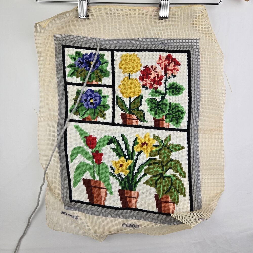 Vintage Greenhouse Needlepoint Unfinished By Caron.‎ Read